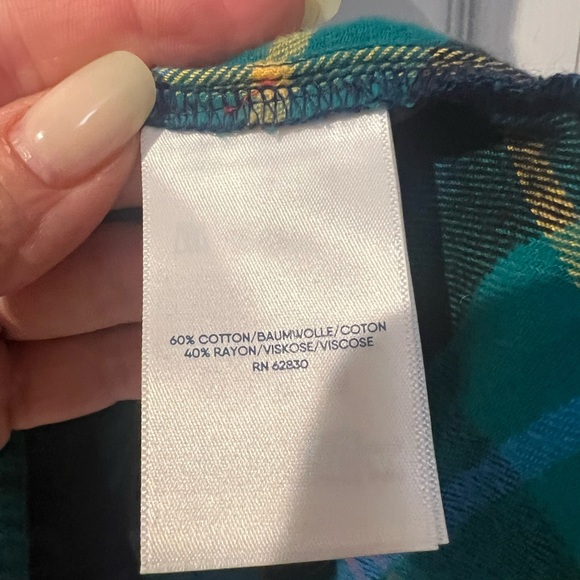 Lands' End plaid tiered dress with smocking, ruffle straps. Coastal Chic 12/14 L - Picture 9 of 10